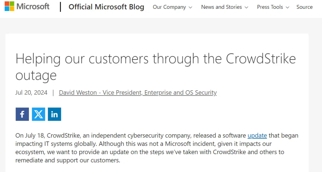 Microsoft: 8.5 million Windows devices affected by CrowdStrike outage